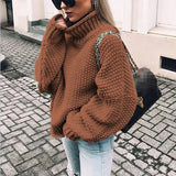 Gemütlicher Rollkragenpullover im Oversize-Stil – Braun
