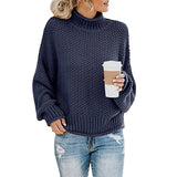 Gemütlicher Rollkragenpullover im Oversize-Stil – Marineblau