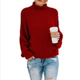 Gemütlicher Rollkragenpullover im Oversize-Stil – Rot