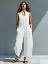 Vania - Luftiger Leinen-Jumpsuit – Weiß