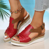 Tara - Sandalen mit Keilabsatz – Rot