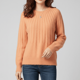 Gerippter Langarm-Pullover - Mayra – Orange