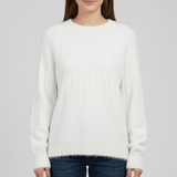 Gerippter Langarm-Pullover - Mayra – Weiß