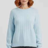 Gerippter Langarm-Pullover - Mayra – Hellblau