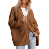 Gestreifte Strickjacke Damen mit entspannter Silhouette – Braun