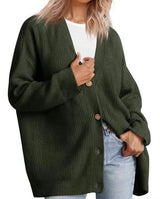Gestreifte Strickjacke Damen mit entspannter Silhouette – Armeegrün