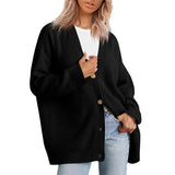 Gestreifte Strickjacke Damen mit entspannter Silhouette – Schwarz