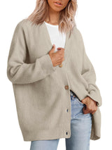 Gestreifte Strickjacke Damen mit entspannter Silhouette – Hellbraun