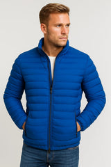 Herren Jacke | gesteppte leichte Form mit durchgehendem Verschluss – Kobaltblau