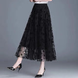 Trendy Mesh Midi-Rock - Fiona – Schwarz