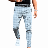 Elegante Karohose Für Herren, Bequem & Vielseitig, Ideal Für Jeden Anlass – Grau-Blau