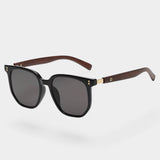 Damen Sonnenbrille Kunststoff quadratisches Gestell modischer Look – Schwarz / Schwarz