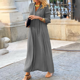 Brinja - Bequemes, locker sitzendes Maxikleid – Grau
