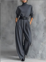 Birjit™ – Eleganter Overall mit Hohem Kragen – Grau