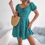 Fleur - Geblümtes Sommer minikleid – Grün