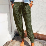 Kleo - Komfortable Damen Freizeithose mit Leopardenmuster – Grün