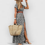 AGNES | Elegantes Boho-Sommerkleid – Grau