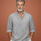 Lässiges Herren Henley-Shirt mit Knopfleiste für Herren | Tijn – Grau
