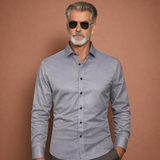 Slim-Fit Herrenhemd mit langen Ärmeln für Business- und Freizeitoutfits | Reinout – Grau