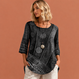 Oversized Sommertop mit buntem Druck für Damen | Noëlle – Grau