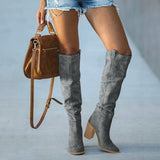 Julia | Trendige Damen-Stiefel mit Blockabsatz – Grau