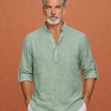 Lässiges Herren Henley-Shirt mit Knopfleiste für Herren | Tijn – Grün