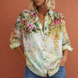 Elegante Damenbluse mit Blumenprint und Knopfverschluss | Carlijn – Grün