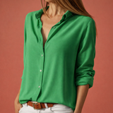 Satin Damenbluse mit Kragen und Knopfleiste | Danira – Grün