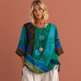 Oversized Sommeroberteil mit buntem Druck für Damen | Noëlle – Grün