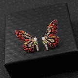 Ohrstecker Schmetterling mit buntem Zirkonia – Rot
