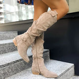 Rain – kniehohe stiefel in einer farbe – Beige