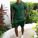 Arthur Polo mit Reißverschluss und Shorts Set – Grün