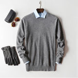 Klassische Pullover für Herren – Grau - Rundhalsausschnitt