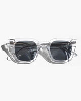 Caleb | Quadratische Sonnenbrille im Vintage-Stil für Männer – Transparentes