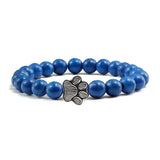MELIA – Elegantes Perlenarmband mit charmantem Pfotenanhänger aus natürlichem Steinstoff – Marineblau