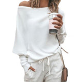 Trendige Off-Shoulder-Strickdamenpullover - Sophie – Weiß