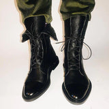 Atara – Leder-Kampfstiefel – Schwarz