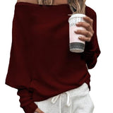 Trendige Off-Shoulder-Strickdamenpullover - Sophie – Rot