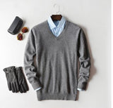Klassische Pullover für Herren – Grau - V-Ausschnitt