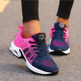 Atmungsaktive Klobige Sneakers Für Damen Mit Gepolsterter Sohle – Moderner Look, Freizeit & Sport – Rosa / Blau