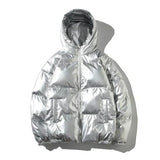 Herren Winterjacke Winddicht | Pufferjacke für Outdoor – SilberKapuze