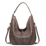 Boho Schultertasche Damen – Verstellbar & Geräumig – Grau