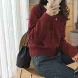 Aliana – kuschelige strickjacke mit offener vorderseite – Rot