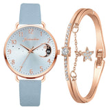Uhren-Set mit Mondzahlen-Zifferblatt und Armbändern – Himmelblau