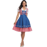 Oktoberfest Dirndl Damen – Traditionelles Trachtenkleid mit Schürze – Blau