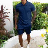 Arthur Polo mit Reißverschluss und Shorts Set – Dunkelblau