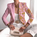 Stylischer Blazer-Jacke mit Print und Knöpfen für Damen | Perfekt für den Alltag – Rosa