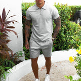 Arthur Polo mit Reißverschluss und Shorts Set – Grau
