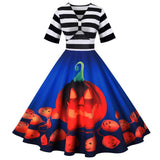 Kürbis Druck Halloween Kostum | Midi – Blau