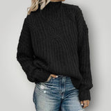 Damen Strickpullover | Warmer moderner Pullover für kalte Tage – Schwarz